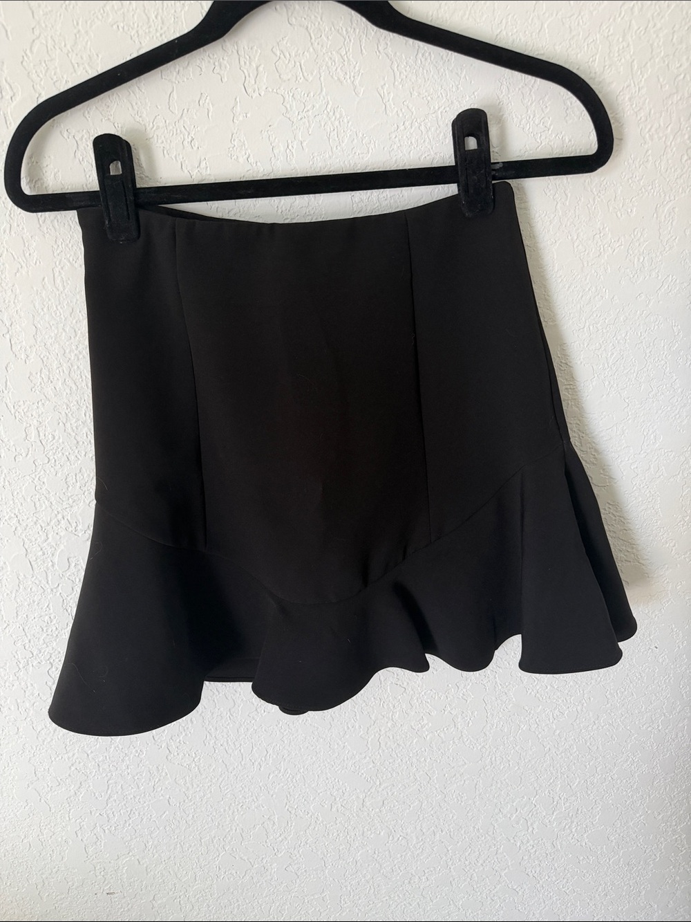 Aqua Black Ruffle Hem Mini Skirt